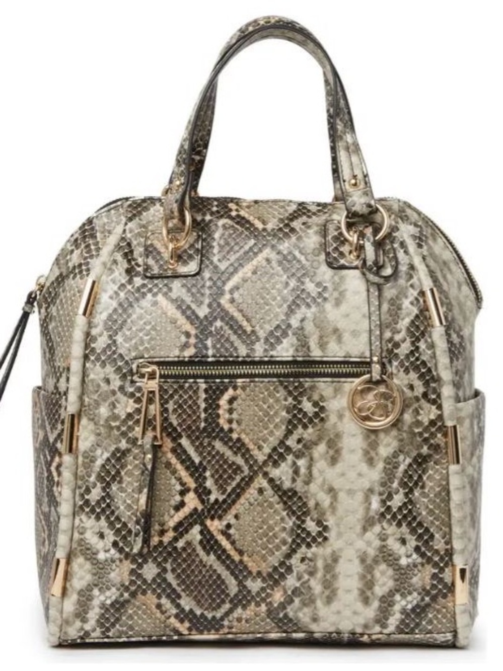 Jessica Simpson Python-Pattern Structured Backpack in Taupe and Black